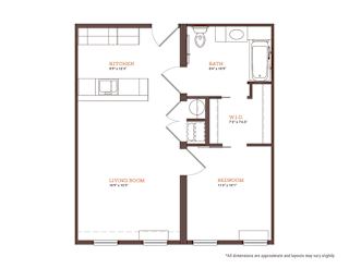 A1 - 1 BEDROOM Floor Plan at Park and Main, Connecticut