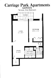 Carriage Park Apartments Garden Terrace 1 Bedroom floor plan CR