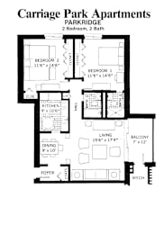 Carriage Park Apartments Parkridge 2 Bedroom Floor Plan