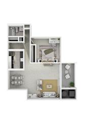 Carriage Park Apartments Floor Plan - 1A1, 1AD, 1AR, 1AX