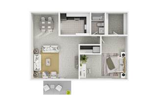 Carriage Park Apartments Townhome - 1 Bedroom Floor Plan EG