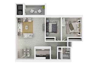 Carriage Park Apartments - 2A1, 2AD, 2AR, 2AX Floor Plan