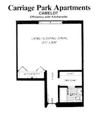 Carriage Park Apartments Efficiency Camelot - Kitchenette