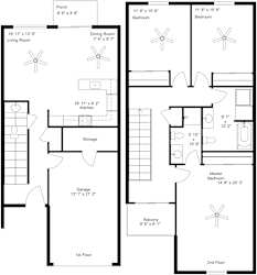 Three bed two bathroom floorplan with balcony at Deer Valley Apartments, Illinois, 61282