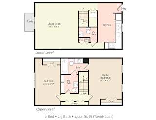 2BR 1Bath TH Floor Plan at Kings Trail Apartment Homes, Florida
