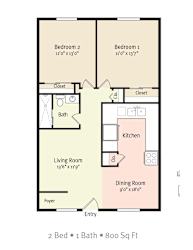 Floor Plan 2 Bedroom - COUNTRY PLACE