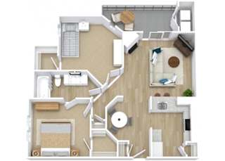 Two Bedroom Patio Floor Plan at Newport Colony Apartment Homes, Casselberry, Florida