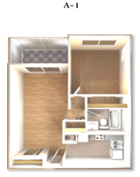 Floor Plan A-1 at DEL ORO APARTMENT HOMES, Plantation, 33313