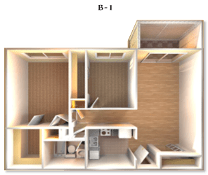 Floor Plan B-1 at DEL ORO APARTMENT HOMES, Florida