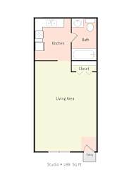 Studio Apartment 2D Floorplan at Tanglewood Apartment Homes