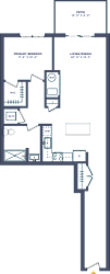 A floor plan of a building with rooms labeled.