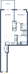 A floor plan of a building with rooms labeled.