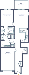 A floor plan of a building with rooms labeled.