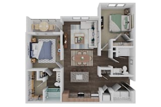 Floor Plan B1 at The Pullman Luxury Apartment Homes, Atlanta