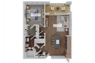 A1b Floor Plan at Refinery at Pointe17 Apartments, Phoenix, AZ