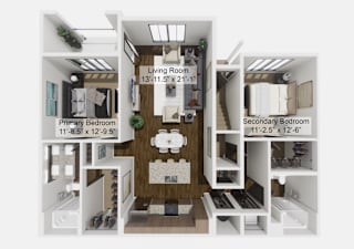 B1 Floor Plan at The Levi Luxury Apartments, Georgia, 30253