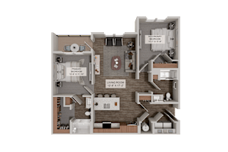 A 12x12 feet living room is in the center of a house layout.