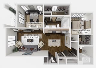 B3 Floor Plan at The Levi Luxury Apartments, McDonough