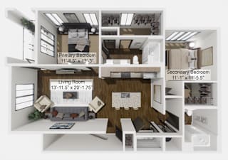 B3U Floor Plan at The Levi Luxury Apartments, Georgia