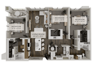 C1C Three bedroom floor plan at The Residences at The Gilmore Apartments, Gilbert