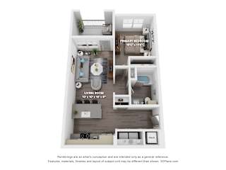 A1 Floor Plan at The Depot Luxury Apartment Homes, Missouri