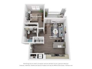 A2a Floor Plan at The Depot Luxury Apartment Homes, Raymore, Missouri
