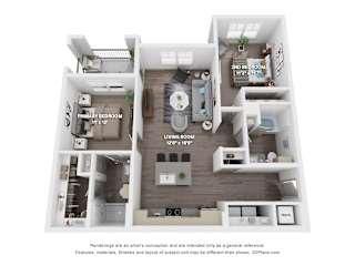 B1b Floor Plan at The Depot Luxury Apartment Homes, Raymore, 64083