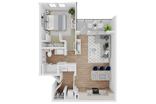 1 bed 1 bath A2 Floor Plan at Standard441, Lady Lake Florida