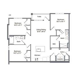 C1 Floor Plan at Watermark at Urban Blu, Florida, 32407