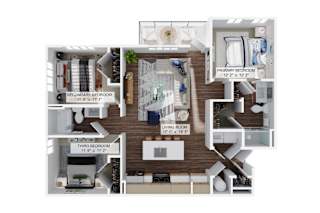 3 bed 2 bath C3 Floor Plan at The Quinn Luxury Apartment Homes, Pensacola, 32526