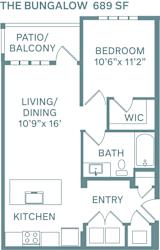 1 bed 1 bath The Bungalow Floor Plan at The Quarry, Fort Collins, CO