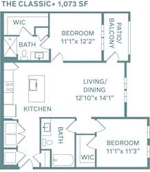 2 bed 2 bath C The Classic + Floor Plan at The Quarry, Fort Collins