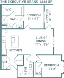 2 bed 2 bath A The Executive Grand Floorplan at The Quarry, Fort Collins