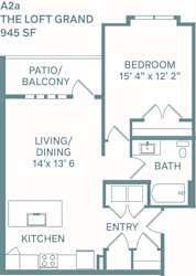 1 bed 1 bath A The Loft Grand Floor plan  at The Quarry, Fort Collins