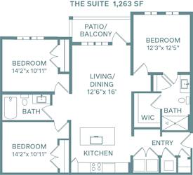 3 bed 2 bath The Suite Floorplan at The Quarry, Fort Collins, 80526