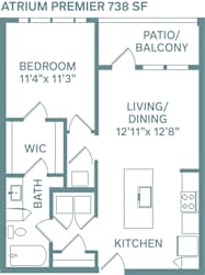 1 bed 1 bath A Atrium Premier Floor Plan  at The Quarry, Colorado