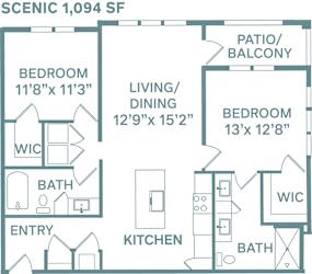 2 bed 2 bath Scenic Floorplan at The Quarry, Fort Collins, CO