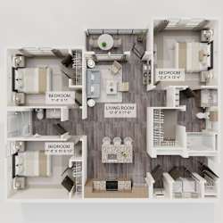 C1 3Bed 2Bath Floorplan at Verity Luxury Apartments, Vero Beach, Florida
