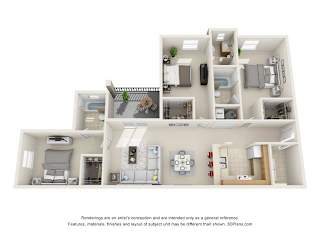 3 Bed 3 Bathroom at Stoneridge Apartments, Gainesville, Florida
