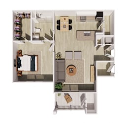 Floor Plan 1 bedroom 1 bathroom