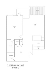 A black and white image of a floor plan for a house.
