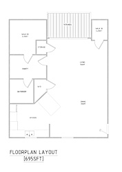 A floor plan layout of a house with labeled rooms.