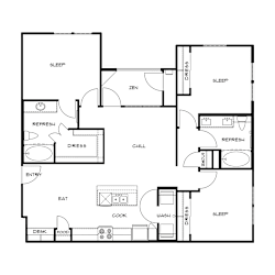 Floor Plan The Earl 3 bedroom 2 bathroom