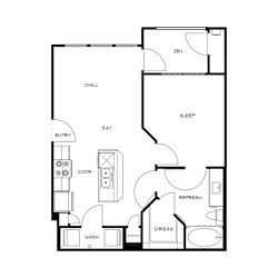 Floor Plan The Cocoa 1 bedroom 1 bathroom