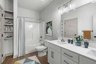 Bathroom With Vanity Lights at Forest Edge Apartments, Indiana, 47111