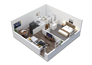 Floor Plan 1 Bedroom 1 Bath