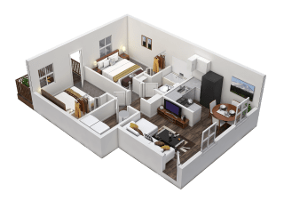 Floor Plan 2 Bedroom 1 Bath