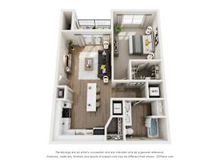 1 Bed, 1 Bath floor plan at Shepherd Springs Apartments, Louisville, 40258