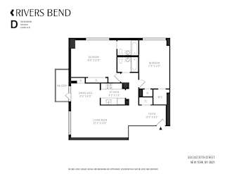 A black and white image of a floor plan for a property named Rivers Bend.