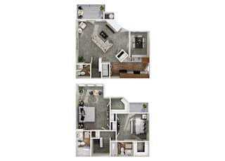 a floor plan of a house with a bedroom and a living room